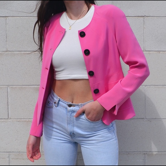 Hot Pink Silk Blazer - Picture 1 of 4